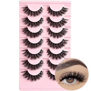 FARRED Fluffy Wispy Natural Looking Cat Eye Fox Eye False Eyelashes 7 pairs NEW - Picture 1 of 7