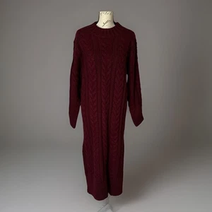 Maglione Giacinto Casa Maxi Abito Donna Grande Rosso Rubino Grosso Maglia Cavo Invernale - Foto 1 di 18