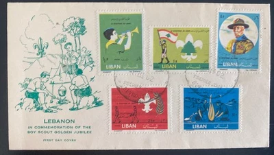 1962 Beirut Lebanon First Day cover FDC Boy Scout Golden Jubilee - Image 1 of 2
