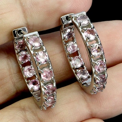 925 Sterling Silver Earrings Round Tourmaline 3mm Natural Gemstone Jewelry - Image 1 of 4