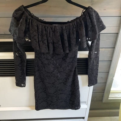 $495 Caroline Constas Alessia Fuera del Hombro Volantes Elástico-Encaje Mini XSmall Foto 1 de 4