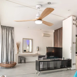 52'' Ceiling Fan With Light LED Remote Control Fans DC Motor 3 Wood Blades - Picture 1 of 23