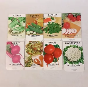 VINTAGE LOT OF 8 NOS EMPTY SEED PACKETS VEGETABLES J C TANGER & SON HANOVER PA - Picture 1 of 10