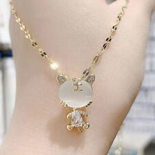 Lucky Cat Sweater Gold Necklaces Pendant 925 Sterling Silver Women Girls Gift