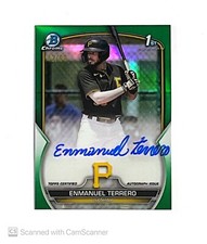 2023 Bowman Chrome Enmanuel Terrero Green Refractor Auto /99 Pirates #CPA-ETO
