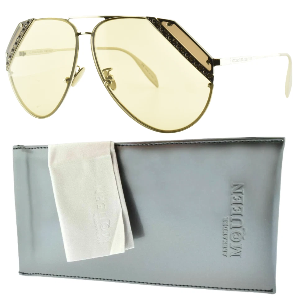 ¡¡NUEVO!! Gafas de sol Alexander McQueen AM 0117S 004 plateadas ovaladas borde completo para mujer Foto 1 de 4