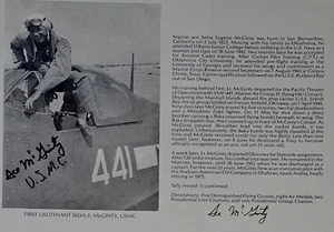Selva McGinty signed 8X10 Bio photo USMC VMF-441 CORSAIR Ace 5V WWII - Picture 1 of 2