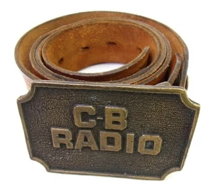 Hebilla de cinturón de radio CB usada con cinturón de cuero real 48" de longitud total - Imagen 1 de 10
