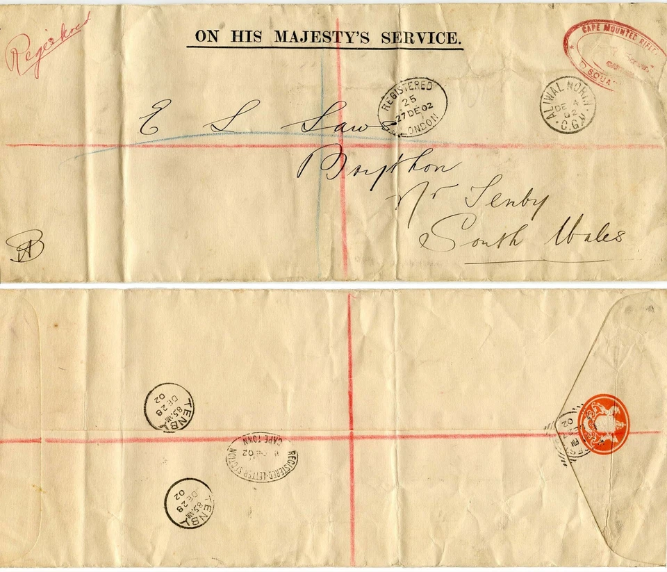 OFICIAL DE GUERRA BÓER REGISTRADO CAPE MOUNTED RIFLES D ESCUADRÓN ALIWAL NTH a TENBY Foto 1 de 1