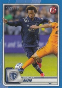 2020 Topps Bowman MLS #10 Gianluca Busio Sporting KC Blue RC Rookie 058/150