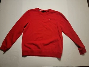 Tommy Hilfiger Mens Red Crew Neck Pullover Sweater Long Sleeve Logo Size M - Picture 1 of 6