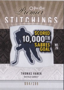 09-10 OPC Premier Thomas Vanek /199 Stitchings OPEECHEE Sabres 2009