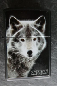 ZIPPO Haunting "White Wolf Logo Matte Black" Lighter - Picture 1 of 2