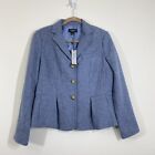 Talbots Women’s Wool Blazer Jacket Size 12 Pleated Peplum Lined Blue New