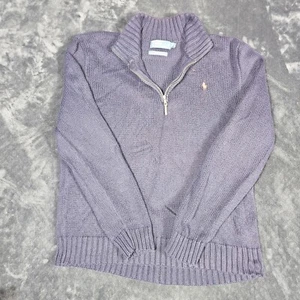 Vintage Polo Ralph Lauren Sweater Men XL Dark BLue 1/4 Zip Sweatshirt Heavy Knit - Picture 1 of 9