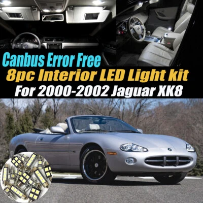 Kit de bombillas LED blancas interiores sin errores Canbus de 8 piezas para Jaguar XK8 2000-2002 Foto 1 de 4