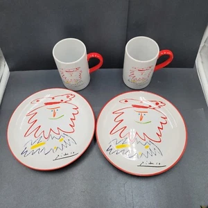Juego de 4 platos y tazas de ensalada Picasso Living The King 1962 ediciones obra maestra - Imagen 1 de 16