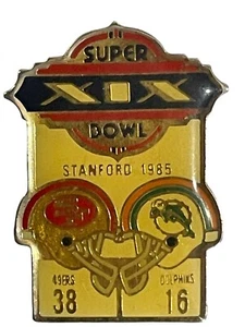 1985 SUPER BOWL XIX 49ERS VS. DOLPHINS~NFL FOOTBALL STARLINE COLLECTOR PIN - Picture 1 of 2
