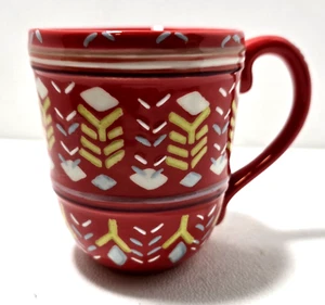Anthropologie Orkney Red Mug Coffee Cup Nordic Scotland White Winter Cabin Lodge - Picture 1 of 6