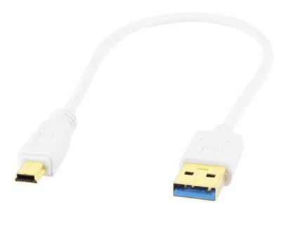 USB-A 3.0 to 10-Pin Mini-USB Ultra Slim Data Cable 0.3m Male to Male White - Image 1 of 4