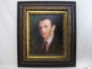 Antique Male Portrait Oil Painting Framed Original Art, Ornate Victorian Frame - Picture 1 of 2