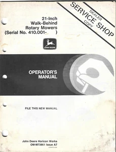 John Deere 21 Inch Walk Behind Rotary Mower Operator's Manual S/N 410,001- - Picture 1 of 2