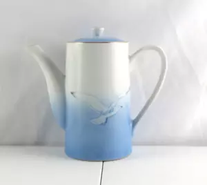 Vintage Japan Penco exklusive Kaffee Teekanne blau weiß fliegende Möwe MCM 7" - Bild 1 von 11