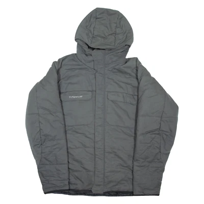 COLUMBIA TITANIUM Mens Puffer Jacket Grey Nylon Hooded Check L - Image 1 of 4