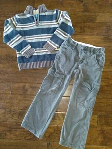 GUC! Boys Lot of 2 Old Navy Pants Childrens Place Striped Sweater Size 5/6 - Picture 1 of 1