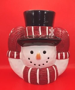 Large Snowman Cookie Jar Christmas Xmas Decor 10 Inches Nice Top Hat - Picture 1 of 11