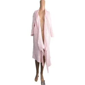 Cardigan Eileen Fisher donna rosa misto lino aperto manica corta taglia 1X - Foto 1 di 10