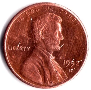 '1992 D Lincoln Penny'  many errors and error on MINT mark - Picture 1 of 6