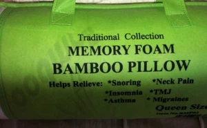 2 Pack Bamboo Memory Foam Pillow Helps Relieve Snoring Insomnia Neck Pain - Picture 1 of 3