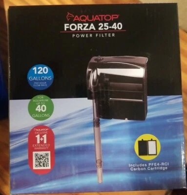 AQUATOP FORZA 25-40 POWER FILTER 120GPH FOR UP TO 40GAL AQUARIUMS  - Image 1 of 3