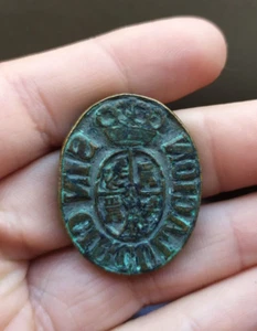 Antiguo tampon sello de correos SIN CIRCULACION epoca Isabel II bronce 32x25mm - Picture 1 of 6