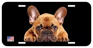 BULLDOG FRANCÉS CERVATILLO ACOSTADO LATA PERSONALIZAR NOVEDAD PLACA DE METAL B - Imagen 1 de 4