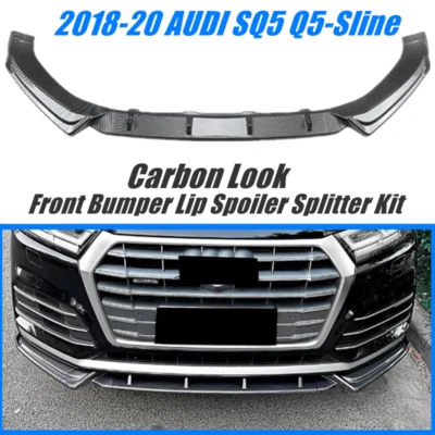 For 2018-20 AUDI SQ5 Q5-Sline Front Bumper Chin Lip Spoiler Body Kit Carbon Look - Image 1 of 4