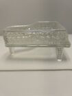 Vintage Clear Glass Baby Grand Piano Candy Dish No Lid Iridescent Rainbow