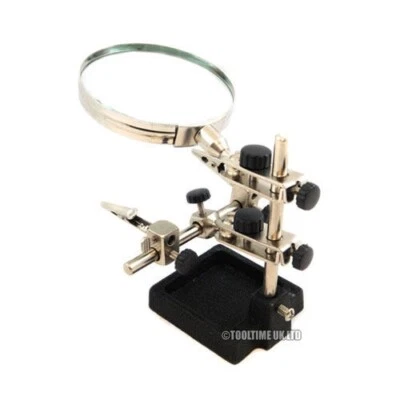 TOOLTIME HEAVY DUTY HELPING HAND MAGNIFIER MAGNIFYING GLASS SOLDERING CLAMP STAND