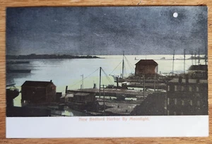Nueva postal Bedord Harbor de Moonlight Massachusetts MA alrededor de 1909 policromada - Imagen 1 de 1