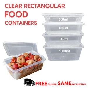 Clear Plastic Food Containers with Lids Stackable Boxes Microwave Freezer Safe - Picture 1 of 10