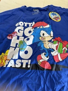 Sonic The Hedgehog T-Shirt Got To Go Ho Ho Fast Large Xmas Edition New Tags L - Picture 1 of 5