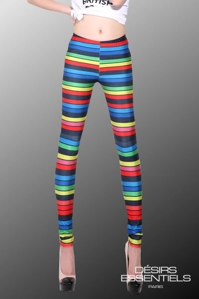 Legging Rayure Multicolore   - Caleçon- Pantalon - Jegging - Slim - Photo 1/1