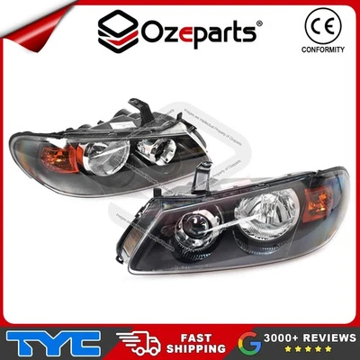 Pair LH+RH Head Light Lamp Black For Nissan Pulsar N16 Series 2 03~05 5Dr Hatch - Image 1 of 4