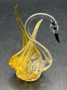 Vintage MCM Hand Blown Glass Swan Minature 2.5” Figurine Trinket - Picture 1 of 10
