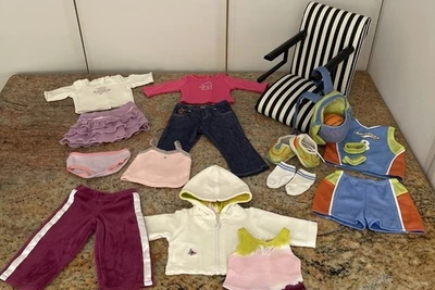 LOTE 100% Muñeca American Girl Marca 18” Ropa y Accesorios Asiento Rayas Negras Foto 1 de 4