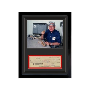 Louis Fender Signed Cancelled Check Framed Display - Picture 1 of 5