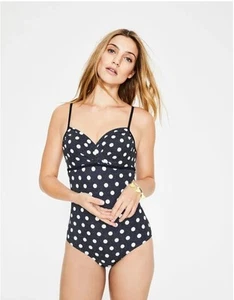 BODEN Alacati Cup-Size Badeanzug Navy Polka Dots Gr. UK 34A Brandneu B1 - Bild 1 von 9
