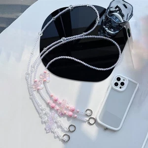 Bowknot Beaded Beaded Phone Lanyard Wallet Necklace Chain  Phone - Photo 1 sur 9