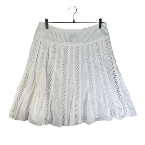 New York & Company Women's Crochet A Line Skirt White Size 10 Euro Summer Boho - Picture 1 of 6